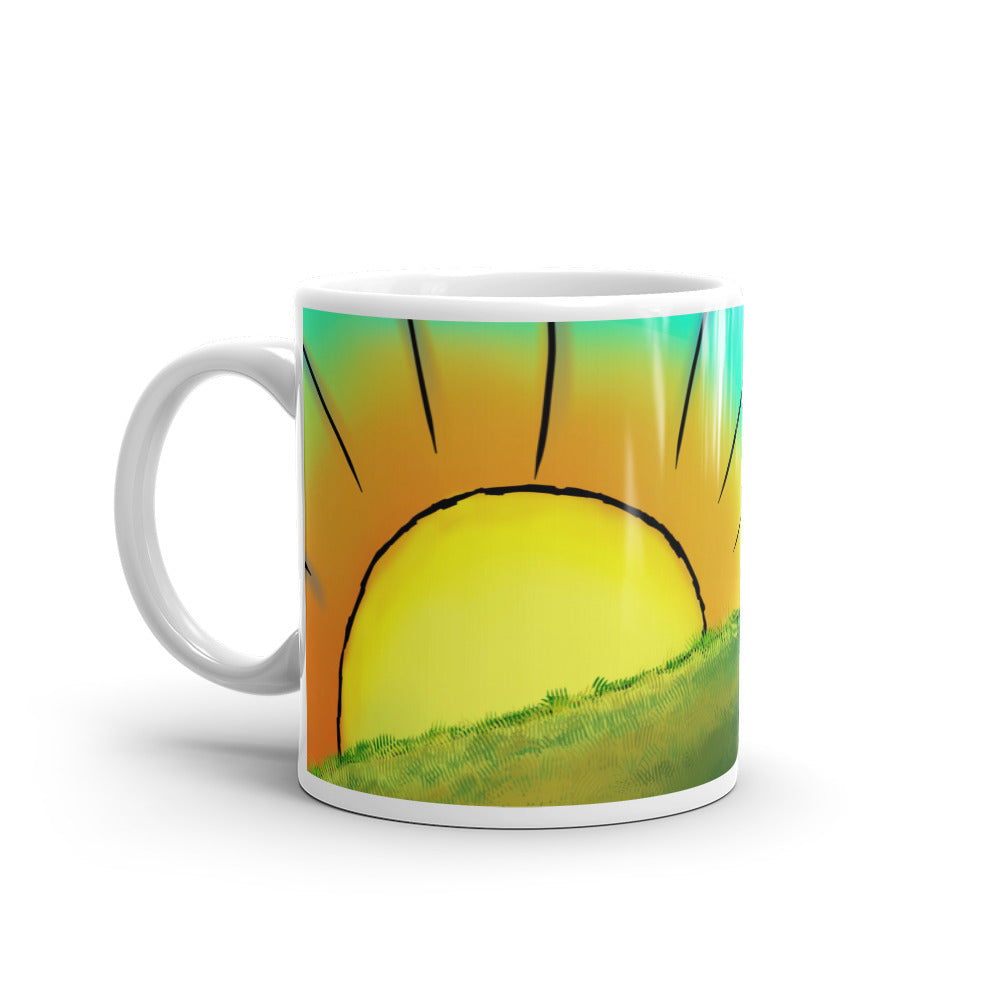White glossy mug, Good Morning! - Rob Stretch Visual Art