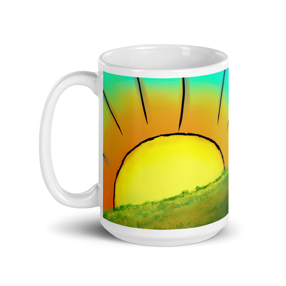 White glossy mug, Good Morning! - Rob Stretch Visual Art